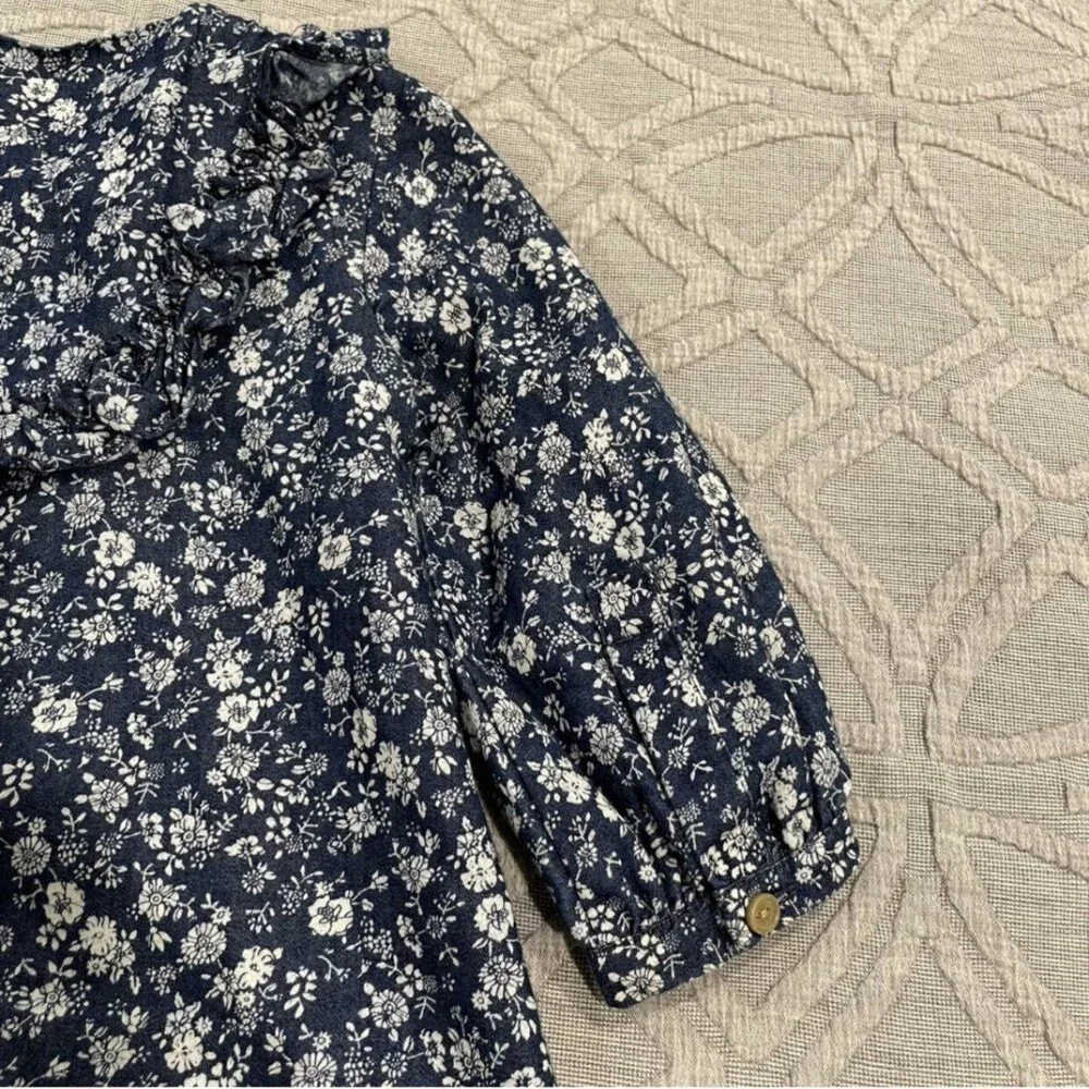 Bonnie Jean Sz 4 Blue Floral Ruffle Dress